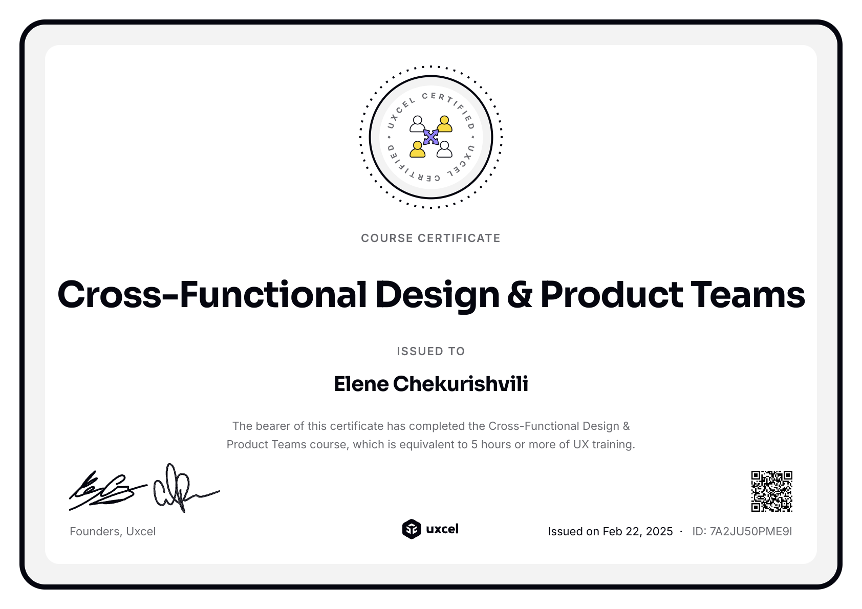 Elene Chekurishvili's certificate